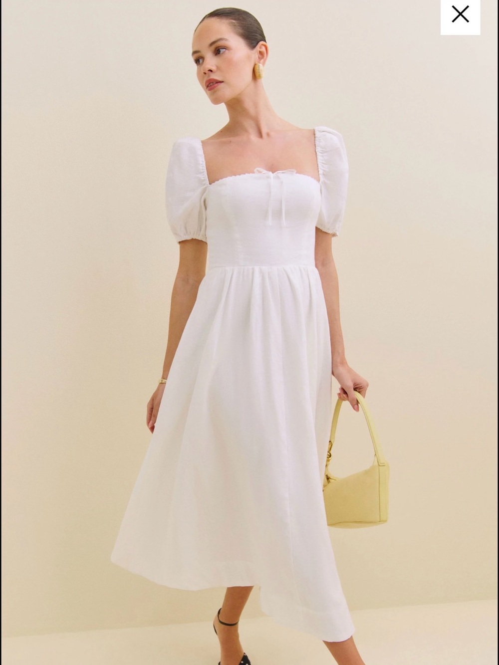 Reformation Marella Linen Dress Ivory - Size 6